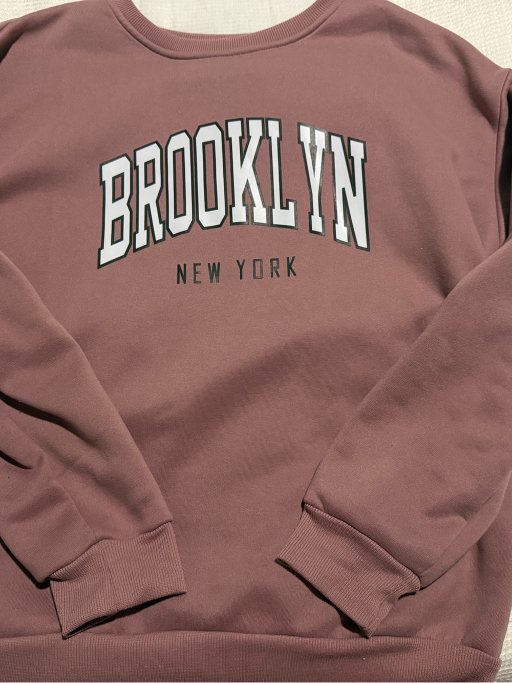 SHEIN Mauve 'Brooklyn New York' Graphic Sweatshirt